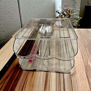 2 layers transparent storage containers for home office